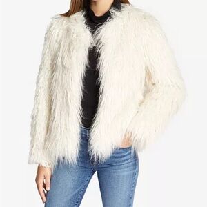 Sanctuary cream faux fur jacket, size M